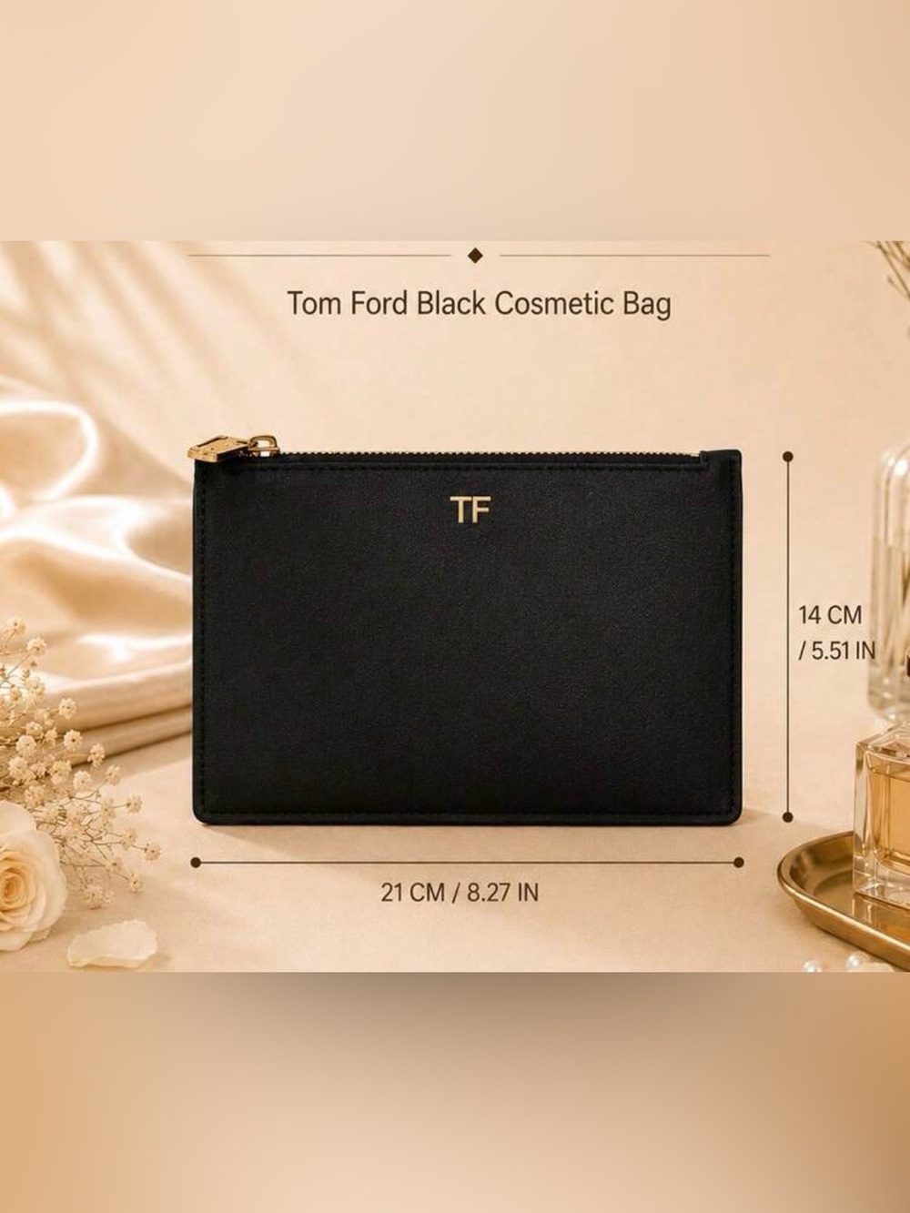 Tom Ford Black Pouch with Gold TF Logo